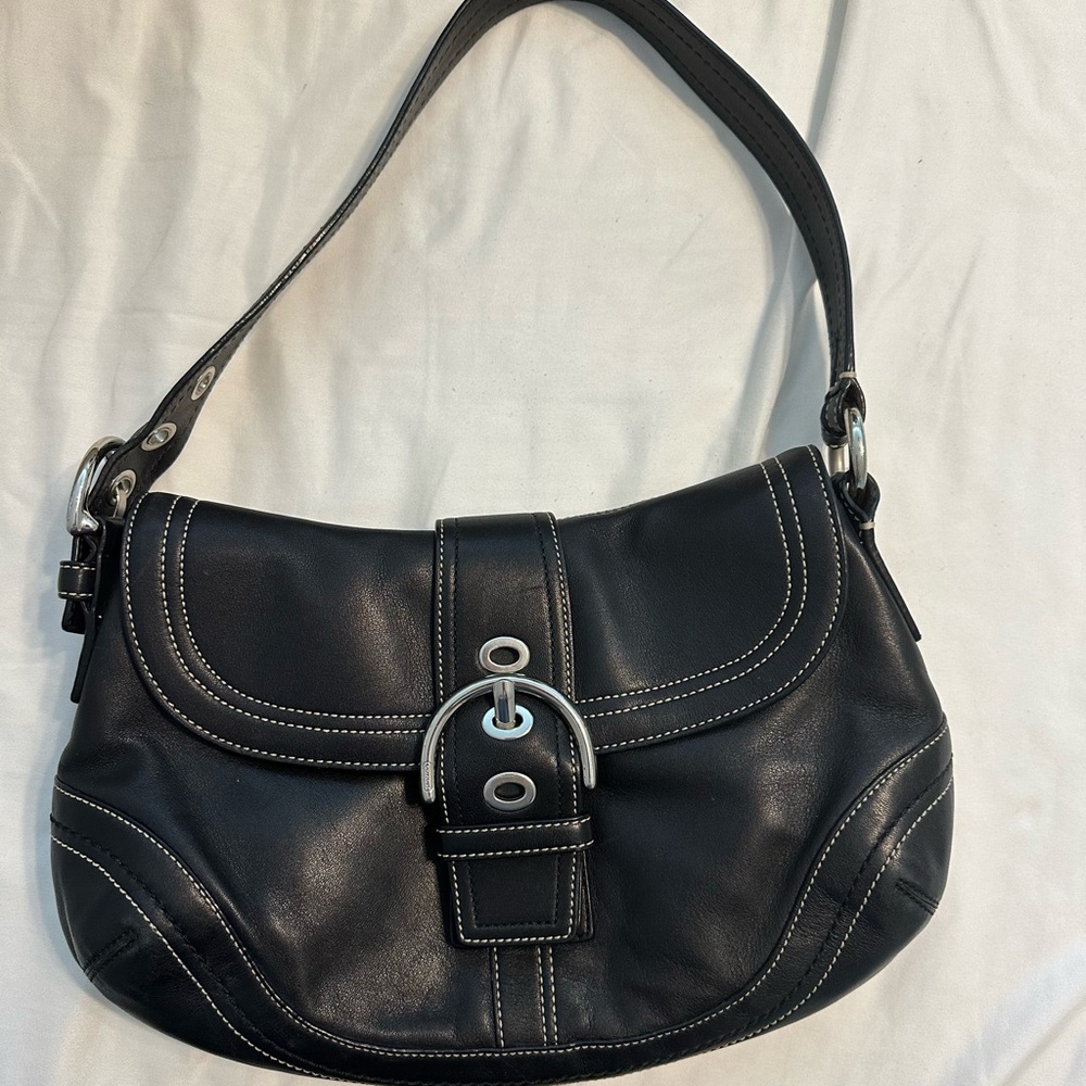 Coach Y2K SoHo Shoulder Buckle Bag Black Leather